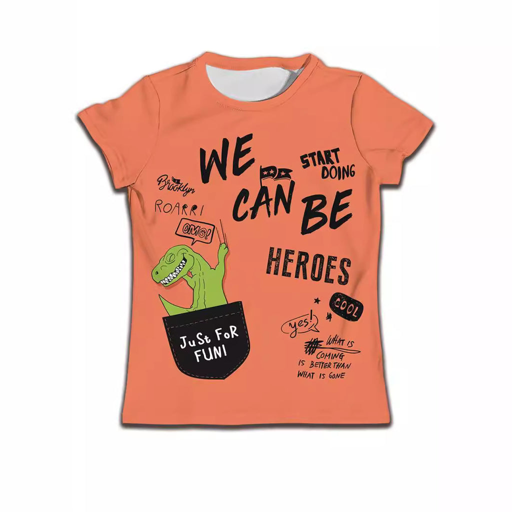 Boys' Cat-Print Casual Tee