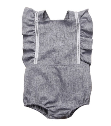 Baby Linen Back-Button Romper