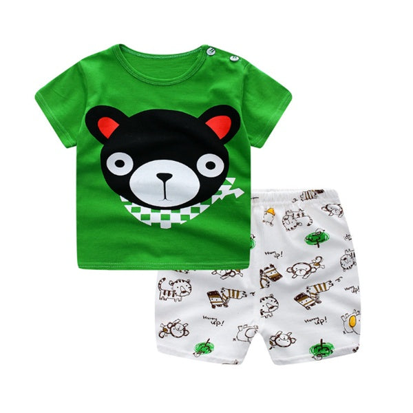 Baby Cartoon Round-Neck Summer Set