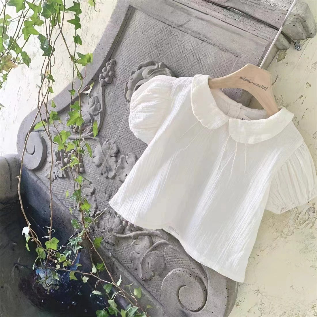 Baby Girl Lapel Short-Sleeve Blouse
