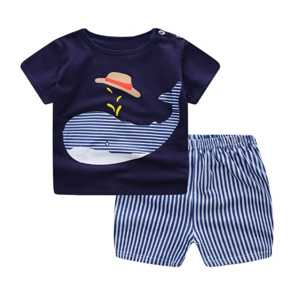 Baby Cartoon Round-Neck Summer Set