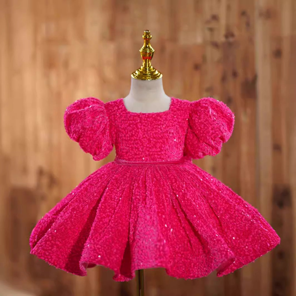 Girls' Rose Pink Flower Girl Dress