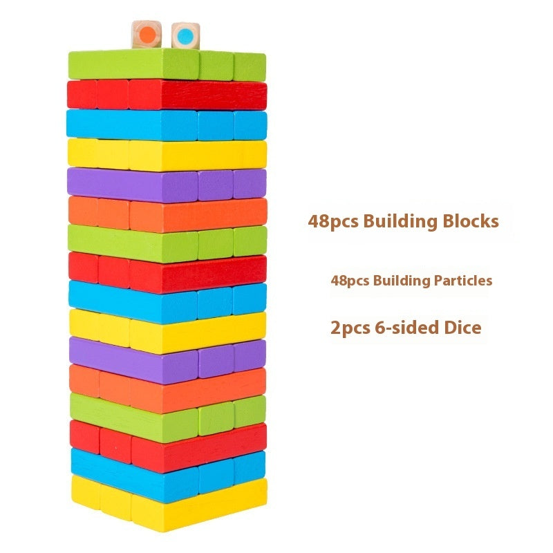 54-Piece Wooden Rainbow Stacking Blocks