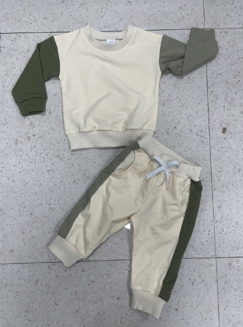 Color-Block Long-Sleeve Sweater & Trouser Set