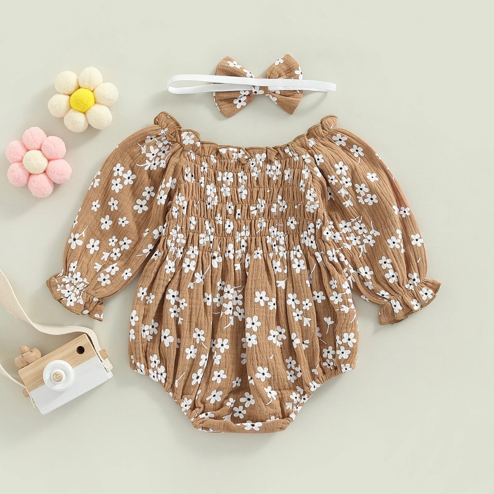 Baby Girl Floral Romper & Headscarf Set