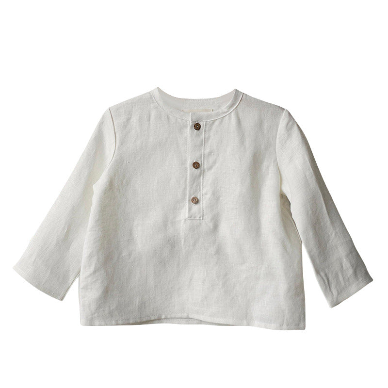 Boys' Cotton-Linen Long-Sleeve Shirt