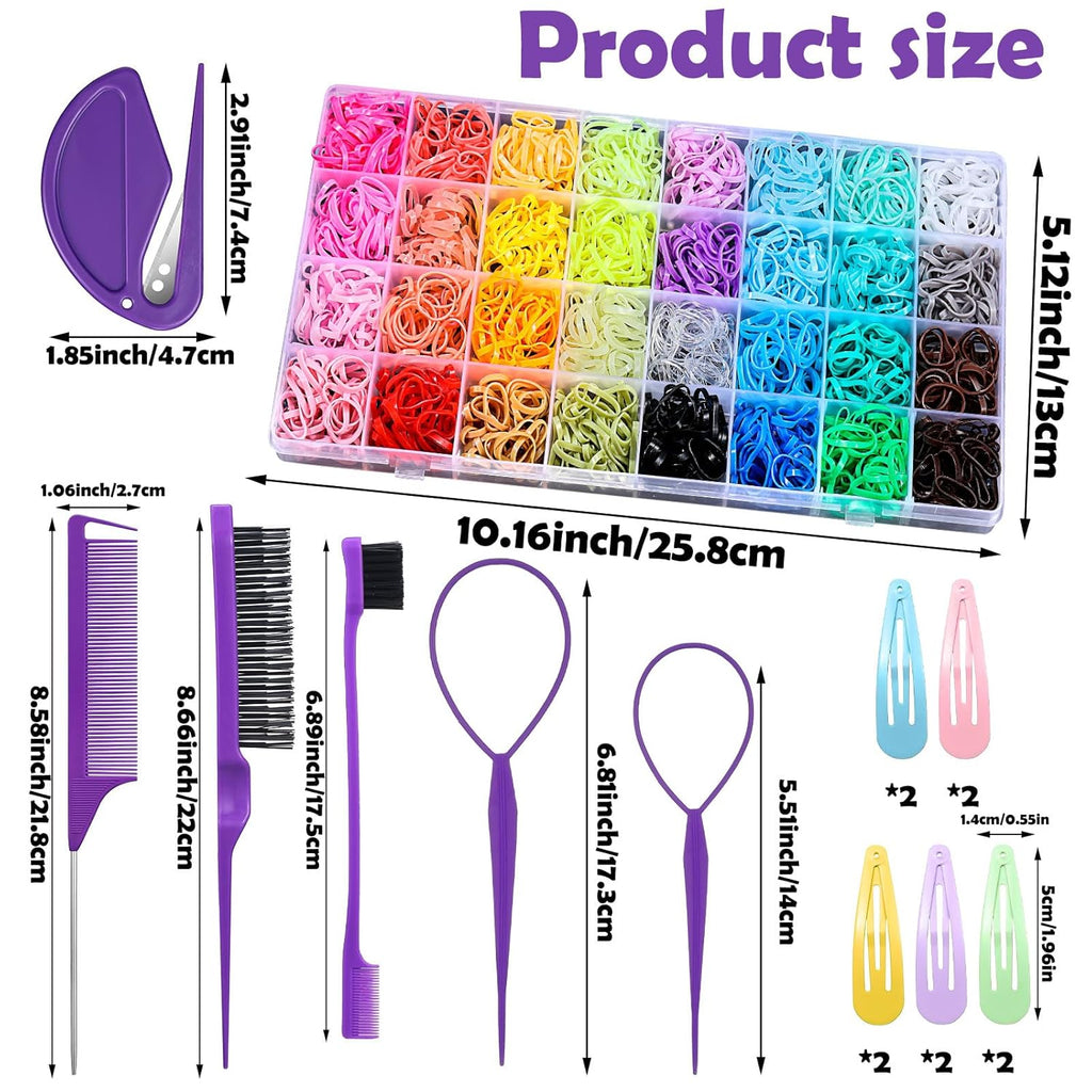 2000-Piece Mini Hair Tie Set with Tools