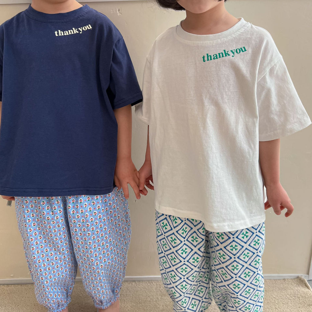 Kids' Round-Neck Letter-Print Tee