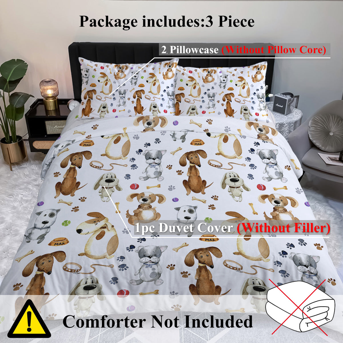 Kids' Puppy Duvet Cover Set (3-Piece)