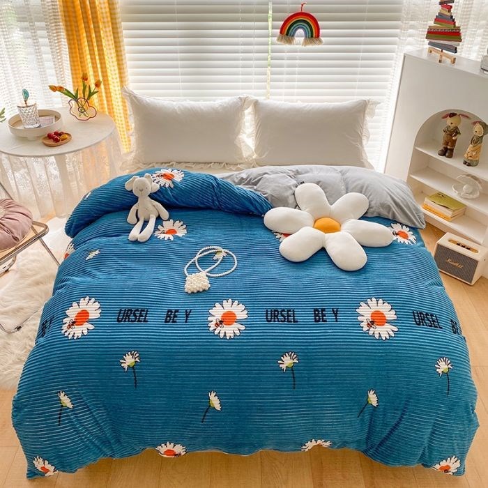 Double-Sided Coral Fleece Duvet Set
