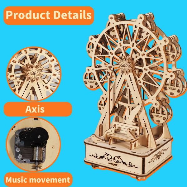 3D Wooden Puzzles Music Box Ferris Wheel DIY Crafts Handmade Model Kits For Women Birthday Gifts