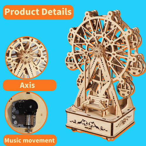 3D Wooden Ferris Wheel Music Box Kit