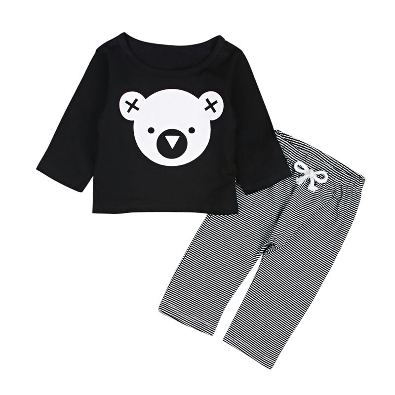 Kids' Koala Top & Striped Pants Set