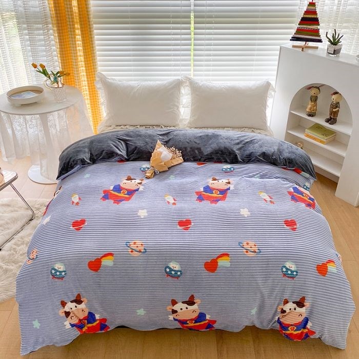 Double-Sided Coral Fleece Duvet Set