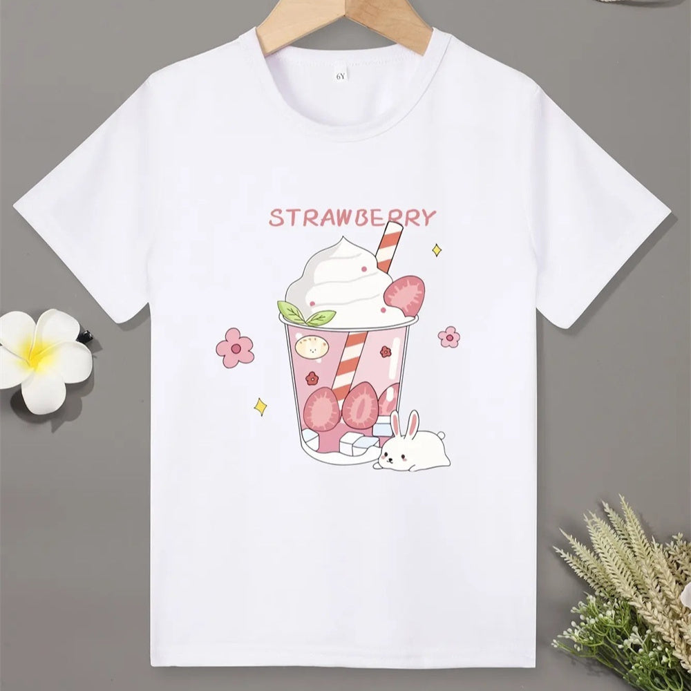 Boys' Cat-Print Casual Tee