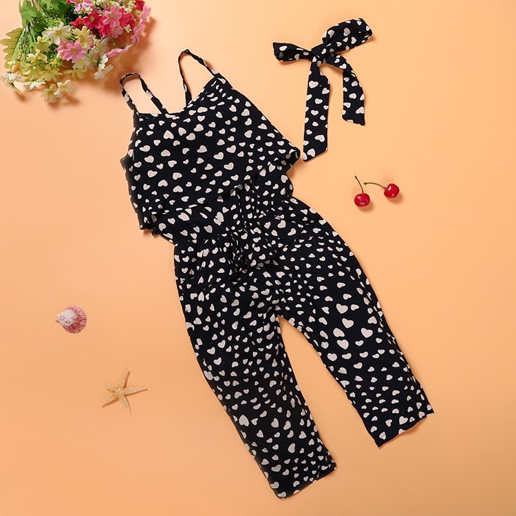 Girls' Polka-Dot Sleeveless Jumpsuit Set