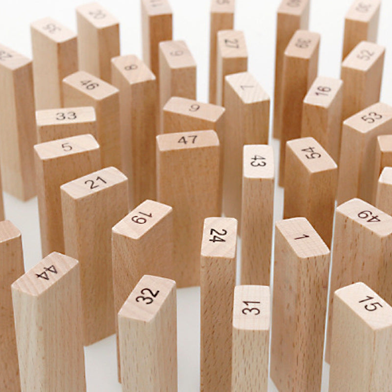 54-Piece Wooden Rainbow Stacking Blocks