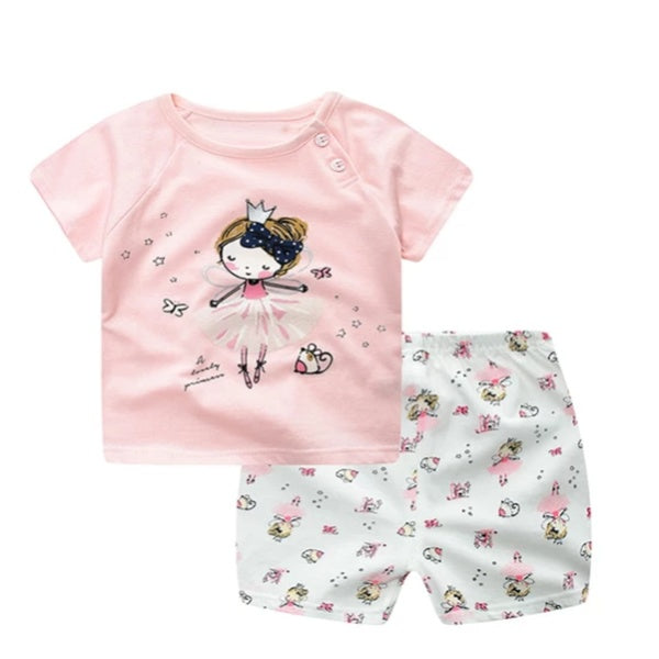 Baby Cartoon Round-Neck Summer Set