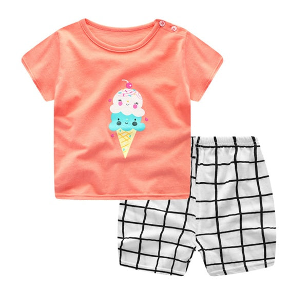 Baby Cartoon Round-Neck Summer Set
