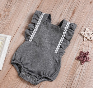 Baby Linen Back-Button Romper