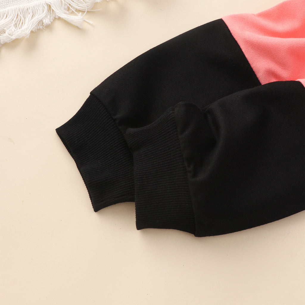 Girls' Color-Block Casual Sports Set
