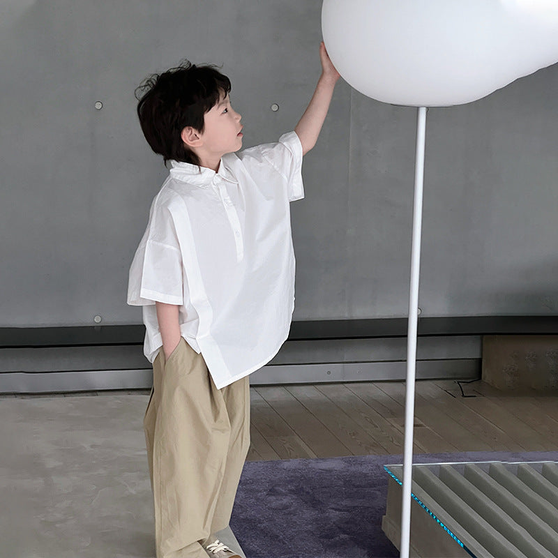 Boys' White Short-Sleeve Shirt