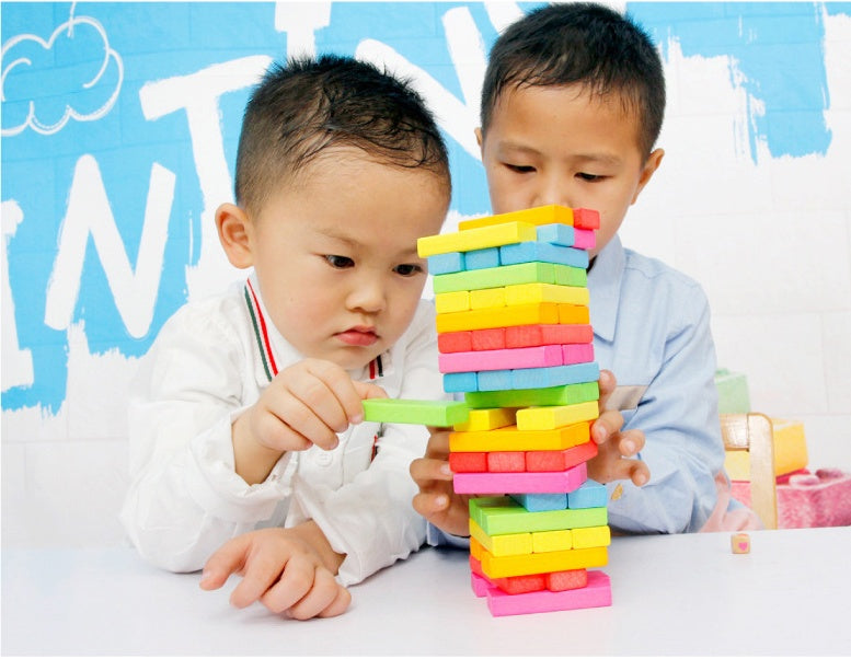 54-Piece Wooden Rainbow Stacking Blocks