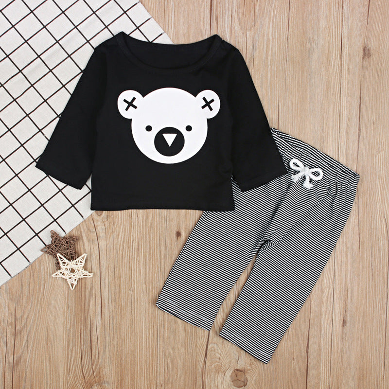 Kids' Koala Top & Striped Pants Set