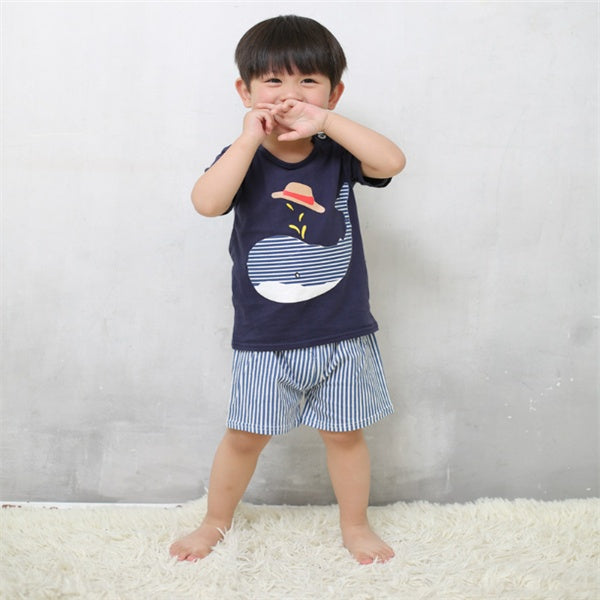 Baby Cartoon Round-Neck Summer Set