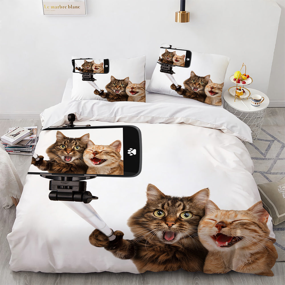 White Cat Bedding Set