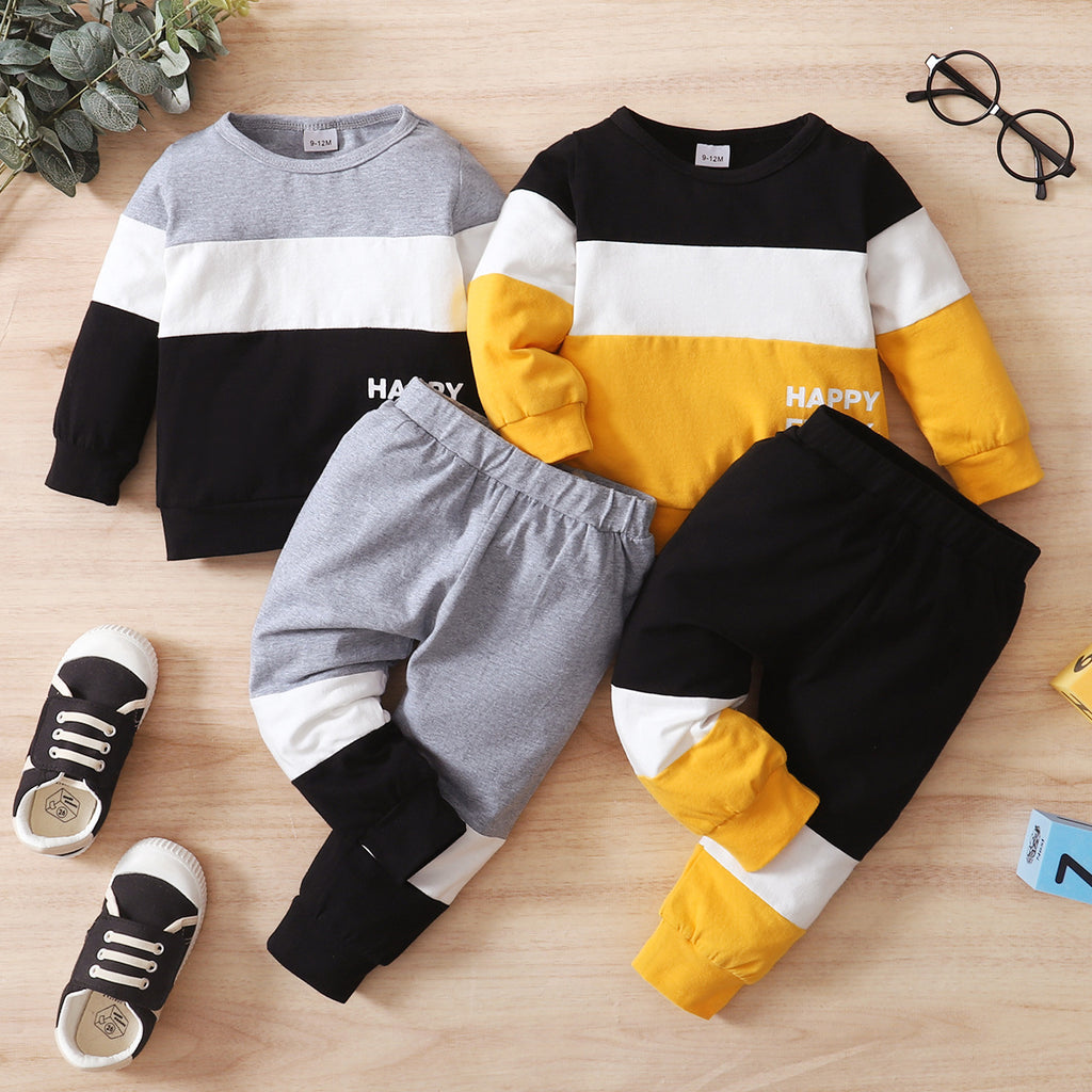 Baby Boys' Letter Patchwork Long-Sleeve Set