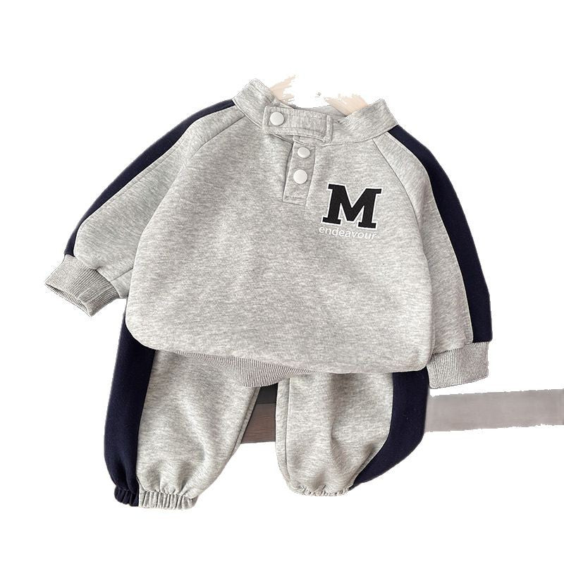 Boys' Color-Block Letter Sweater & Trouser Set