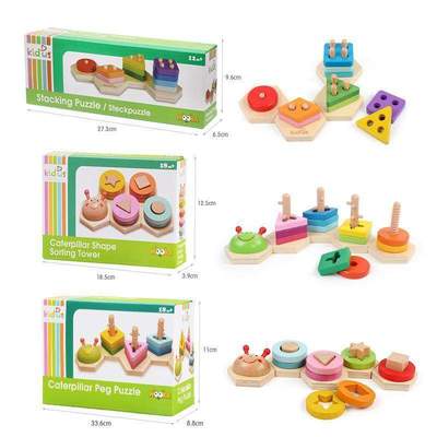 Beech Wood Shape-Sorting Stacking Puzzle