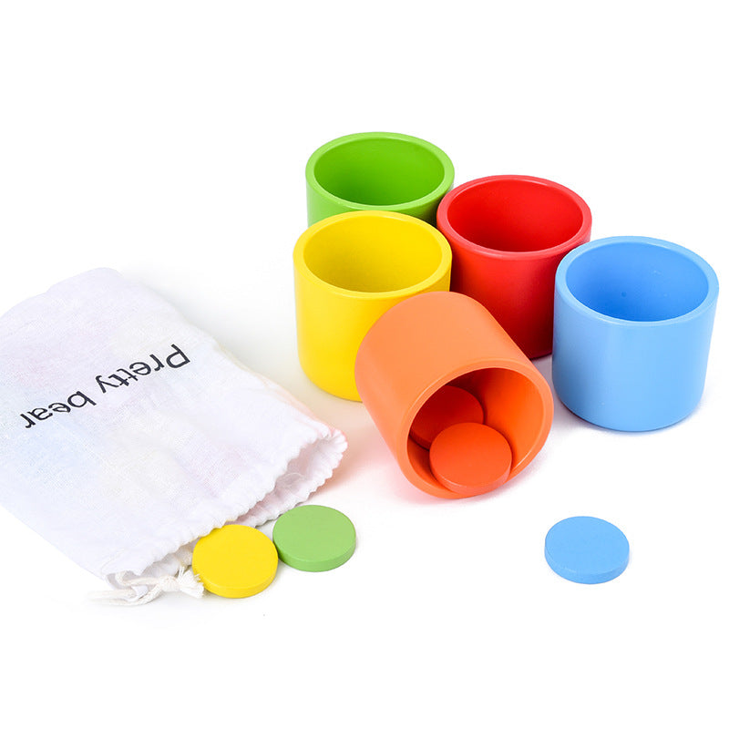 Wooden Color-Sorting Cup Game