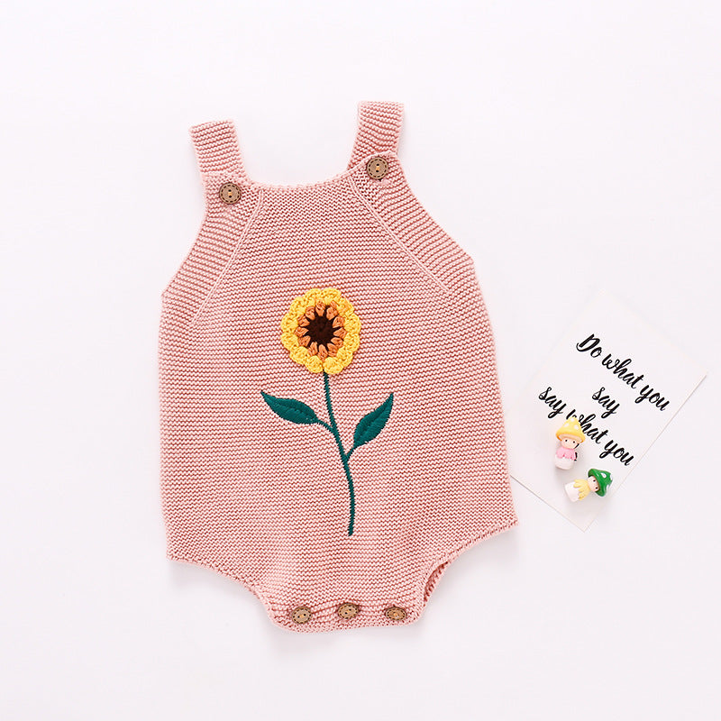 Baby Girl Sunflower Knitted Bodysuit