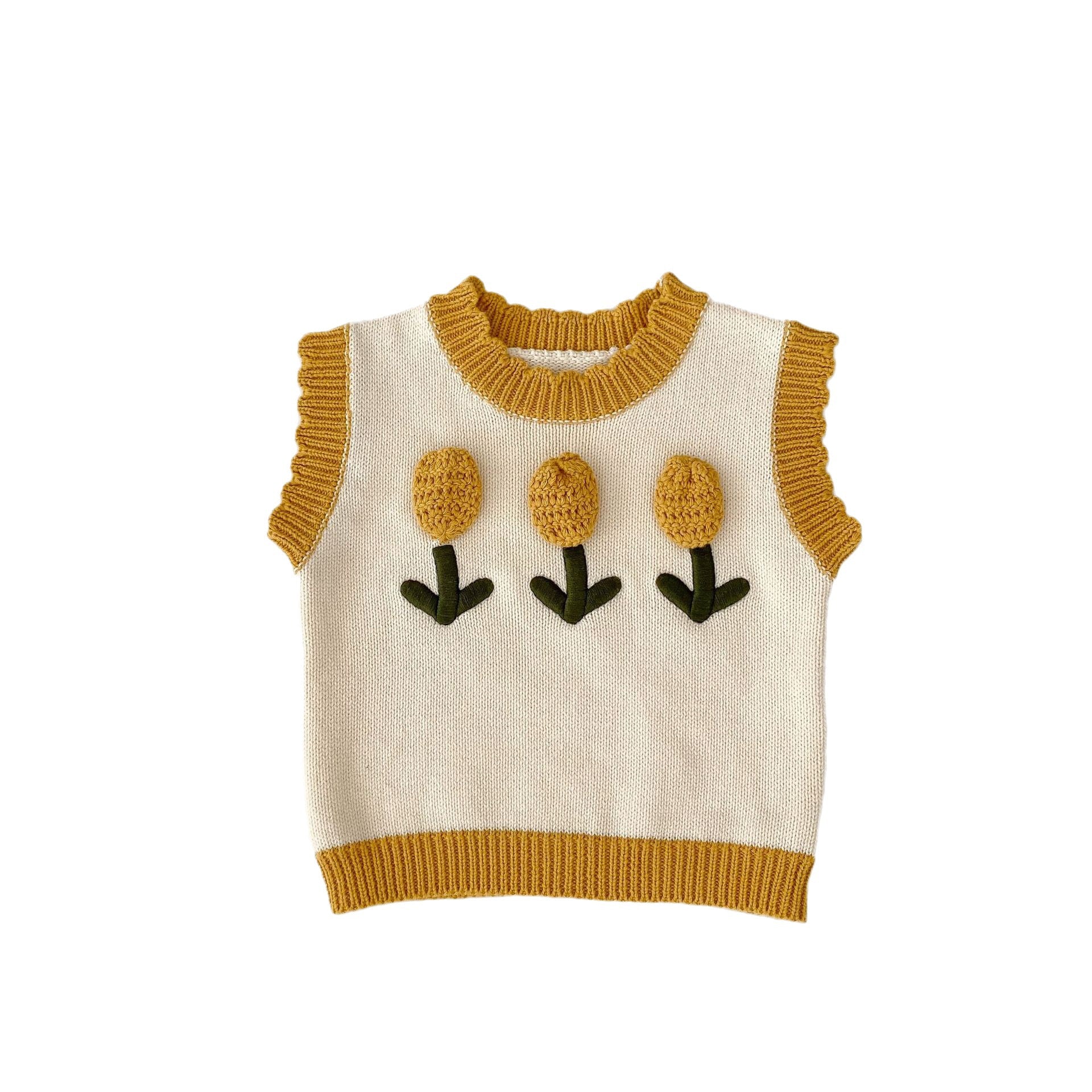 Baby Girl 3D Flower Knitted Top