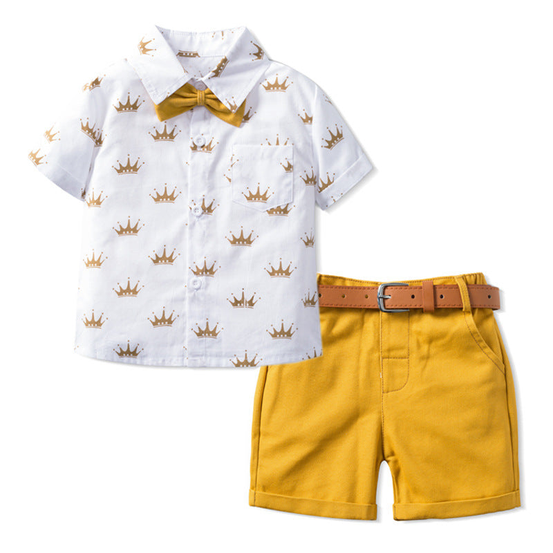 Kids' Crown-Print Top & Shorts Set