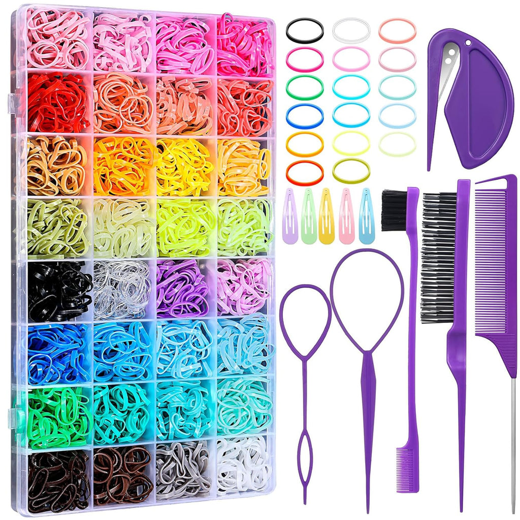 2000-Piece Mini Hair Tie Set with Tools