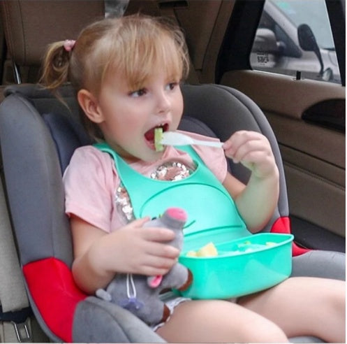 3D Silicone Feeding Bib with Pocket