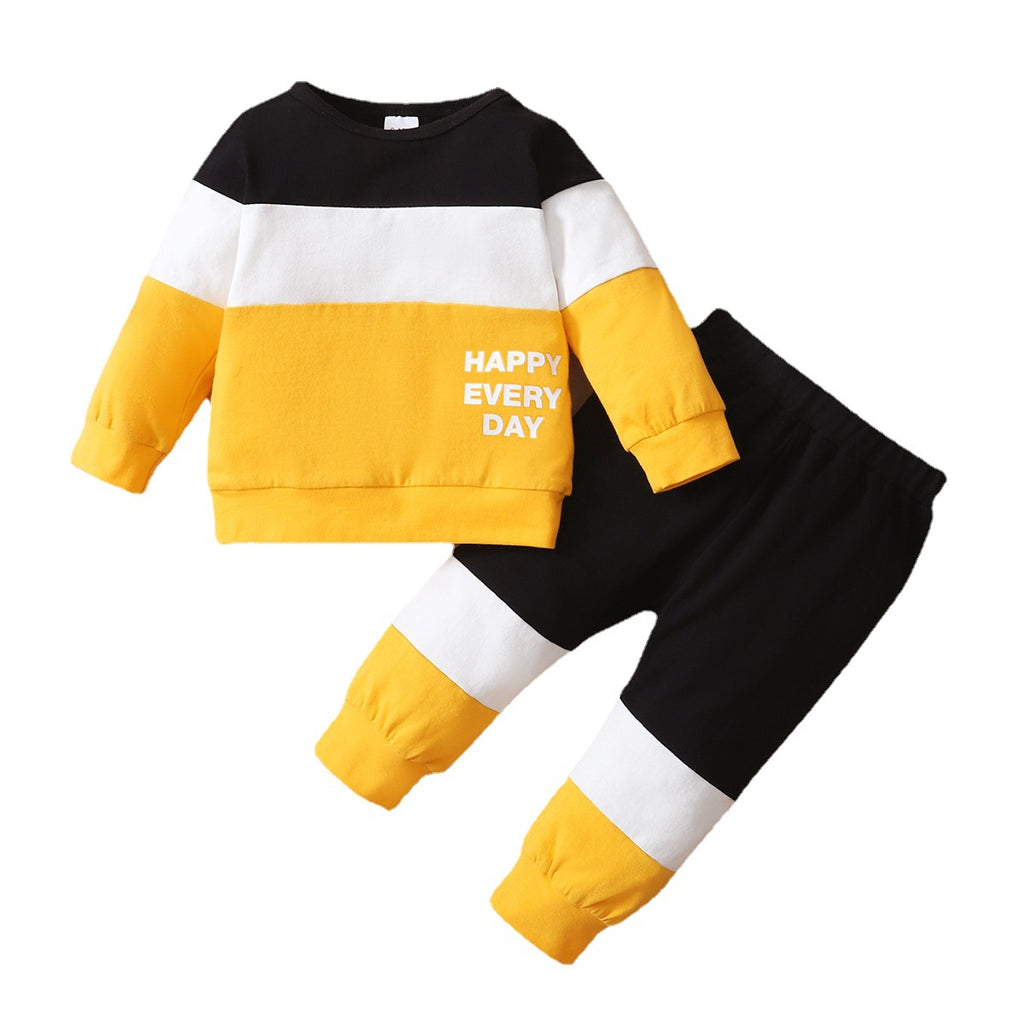 Baby Boys' Letter Patchwork Long-Sleeve Set