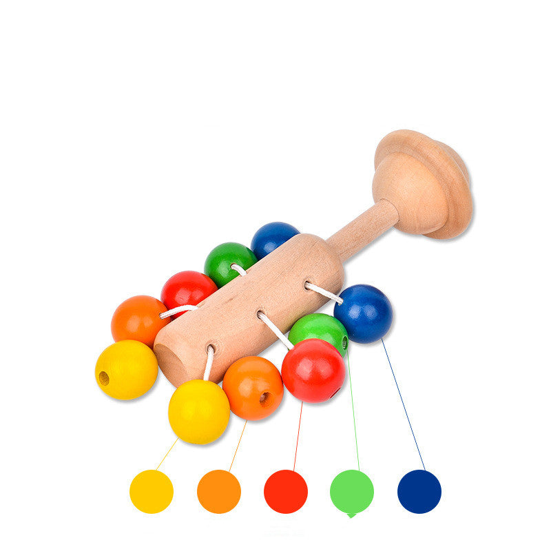 Wooden Rainbow Handbell Rattle