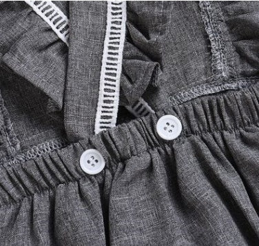 Baby Linen Back-Button Romper
