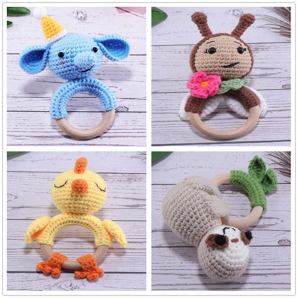 Hand-Knitted Animal Soothing Rattle