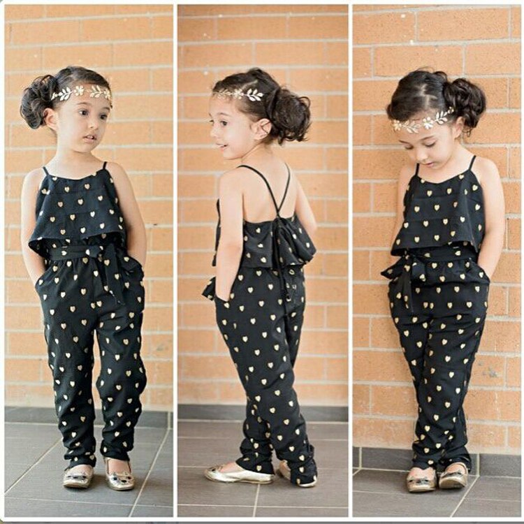Girls' Polka-Dot Sleeveless Jumpsuit Set