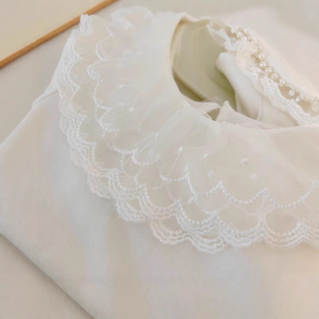 Girls' Long-Sleeve Collared Cotton Top