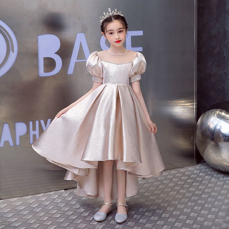 Girls' Puff-Sleeve High-Low Princess Dress