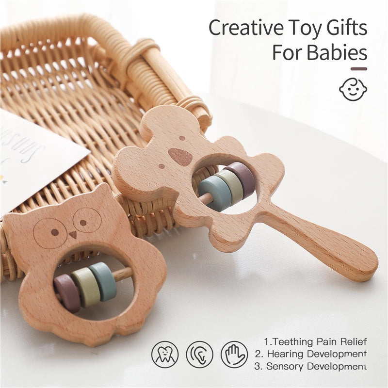 Wooden Animal Hand Rattle