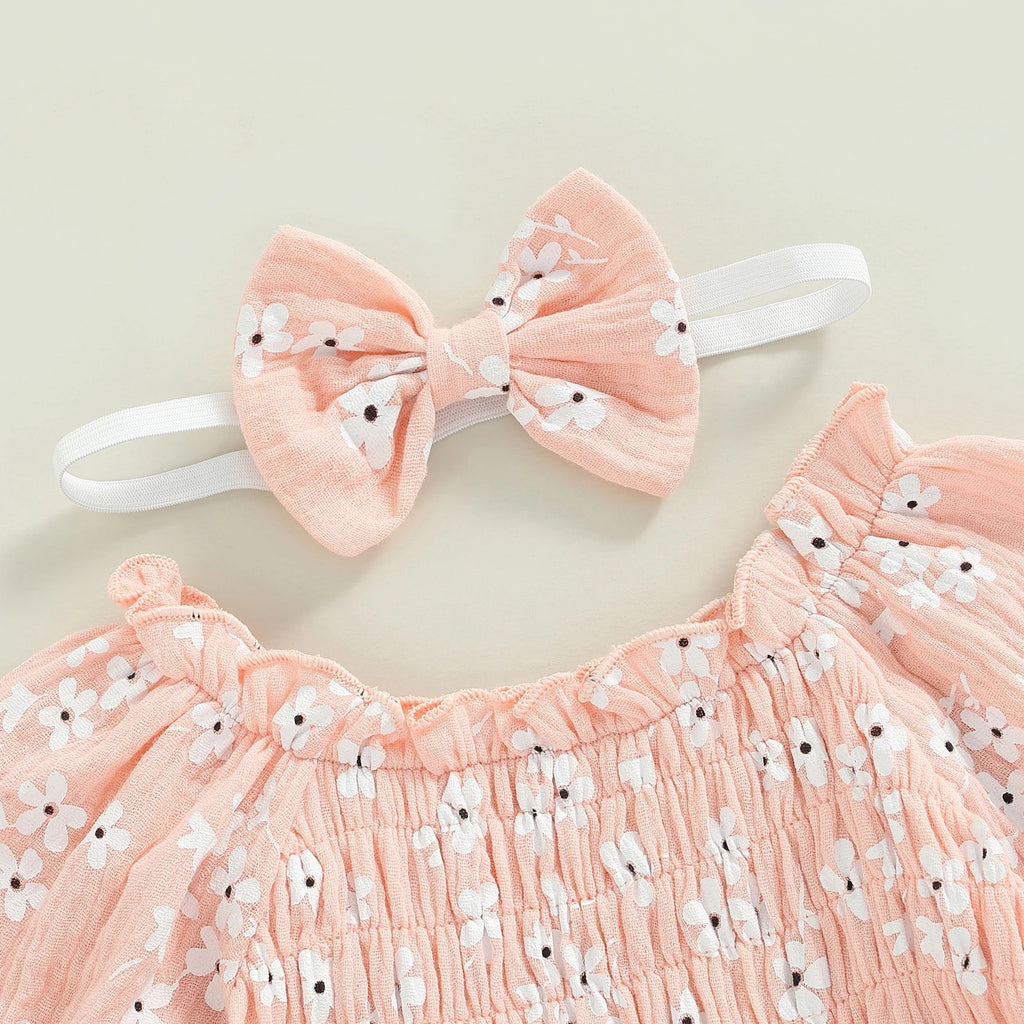 Baby Girl Floral Romper & Headscarf Set