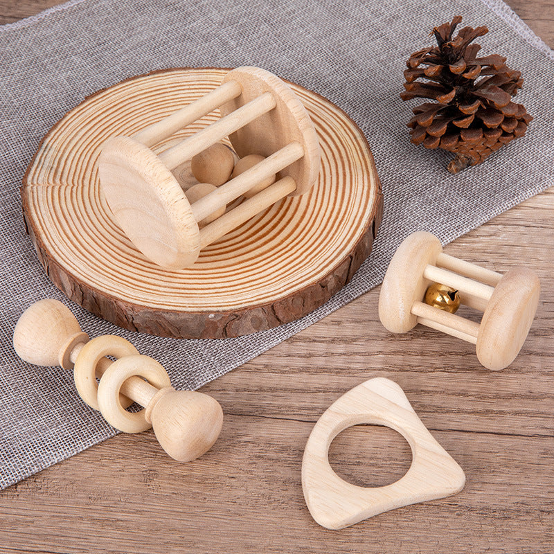 Wooden Rattle Four-piece Educational Toys