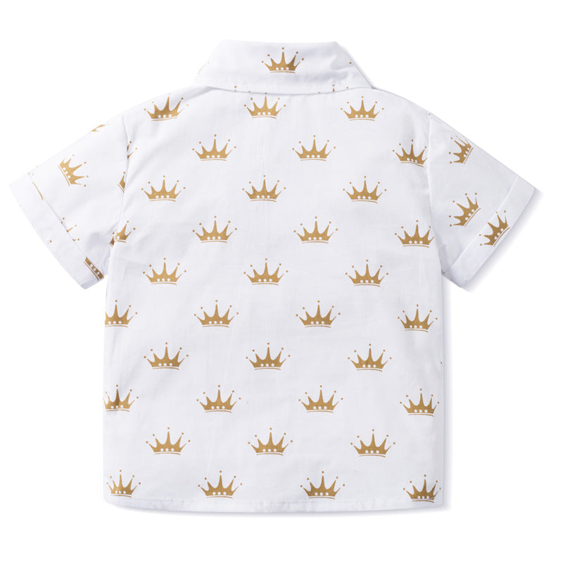 Kids' Crown-Print Top & Shorts Set